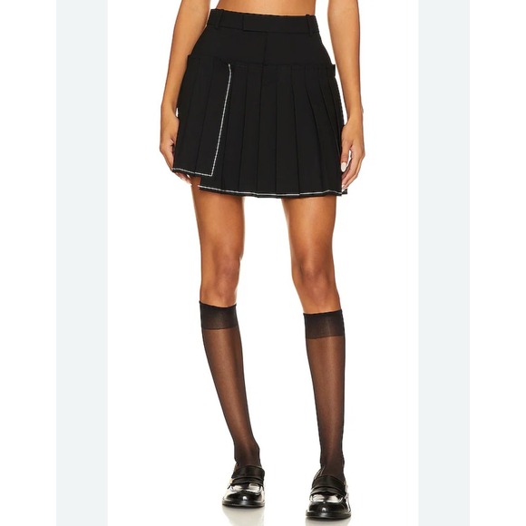 NBD Dresses & Skirts - NBD Revolve Black‎ Pleated Asymmetrical Y2K Goth Dark Academia Mini Skirt SMALL